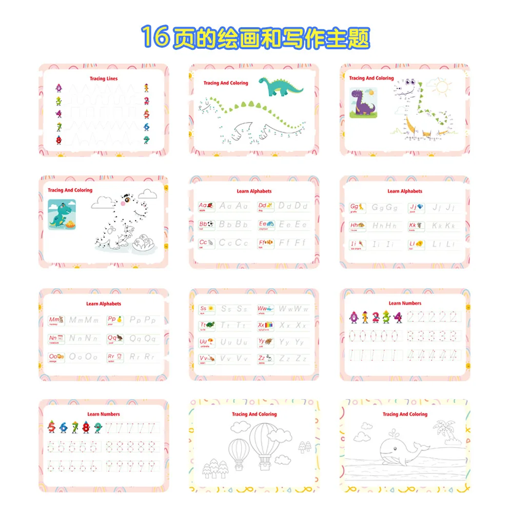 Beschäftigtes Buch für Kinder – 16 Themen, wiederverwendbare Aufkleber, Zeichnen, Geschenkbox – Montessori-Lernspielzeug, sensorische Entwicklung, ruhiges Buch