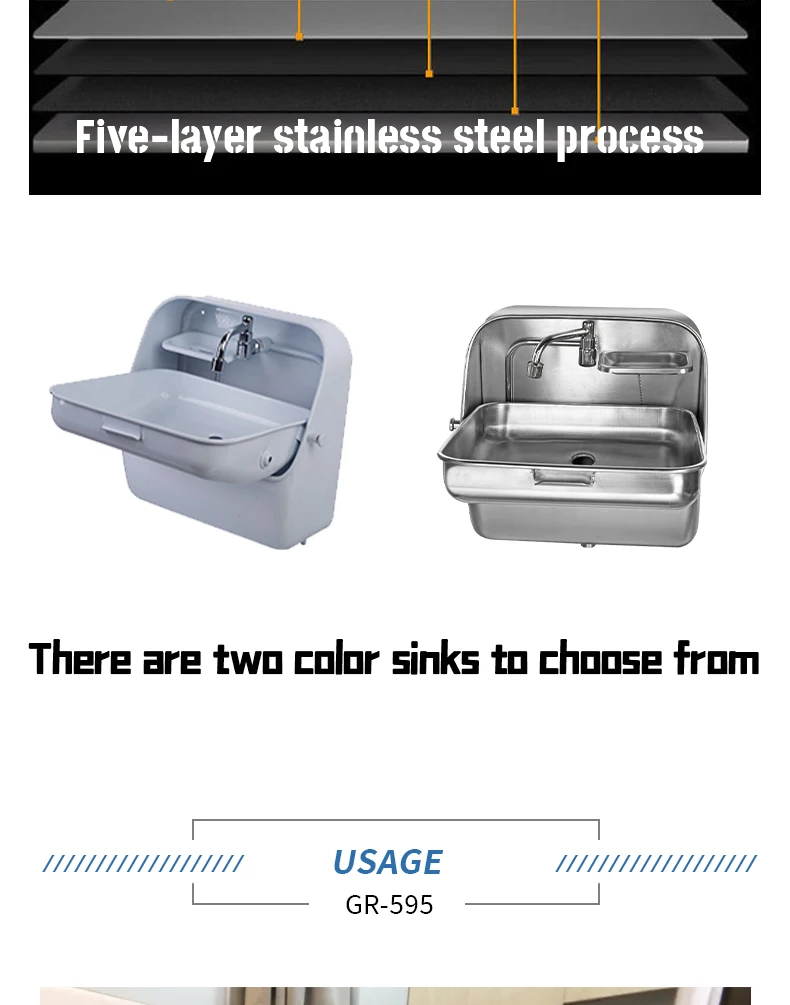 

Высококачественный складной смеситель для раковины GUANGRUN GR-595, зеркало из нержавеющей стали с сливным отходов для лодок, автофургонов на открытом воздухе