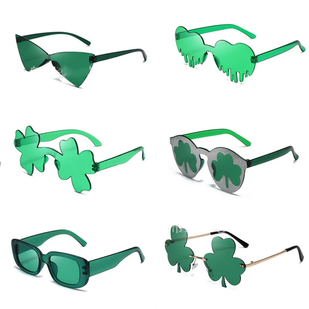 1Pc Funny Sunglasses Clover Glasses Saint Patrick Glasses for Women & Men Cosplay Party Outfit Accessories Holiday glasses