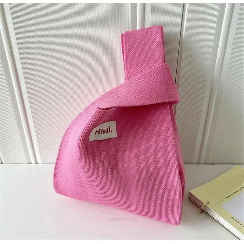 X5XA Crochet Tote Bag Solid Color Cellphone Bag for Girl Women Knitted Lady Purse Large Capacity Versatile Handbag Trendy Bag