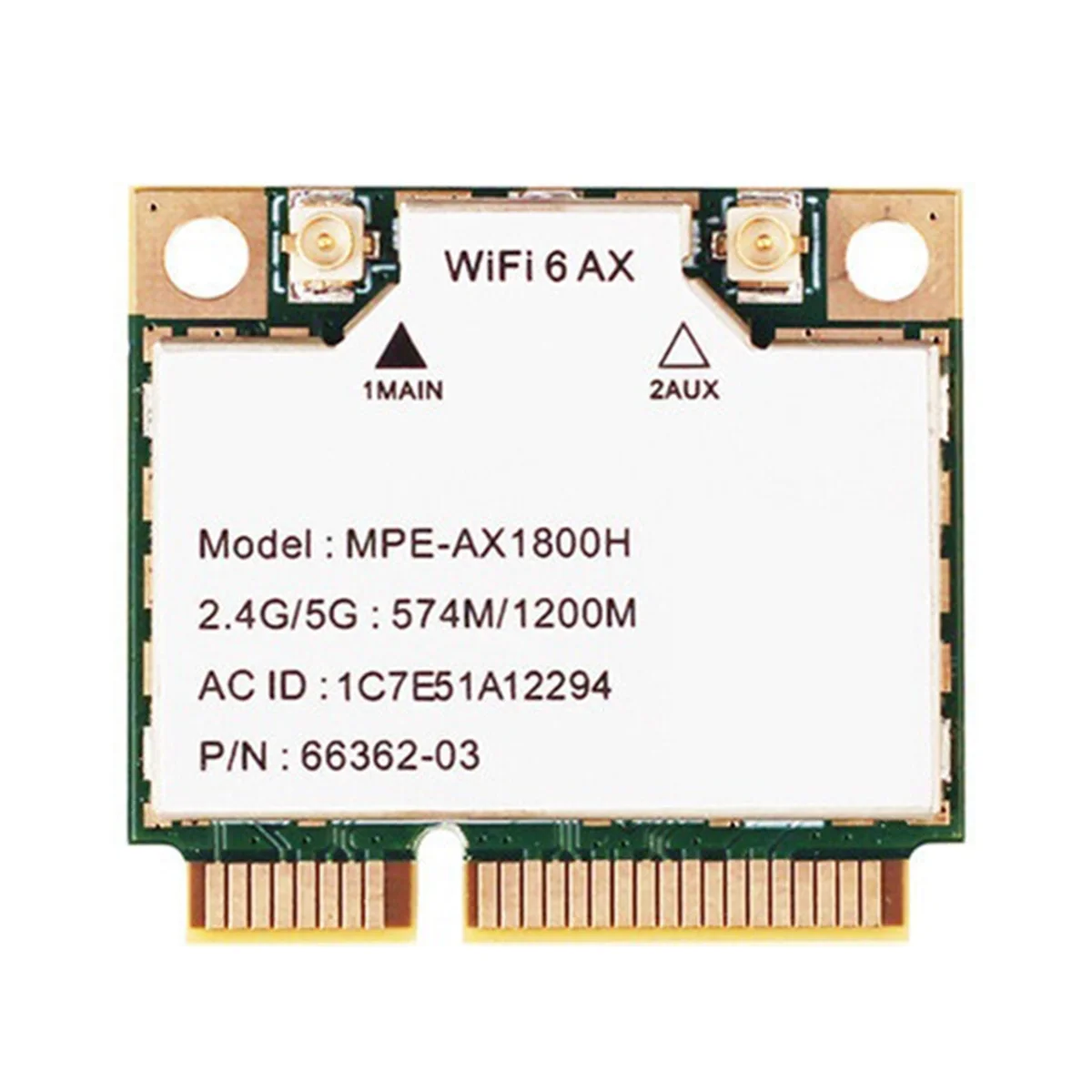 -AX1800H WiFi6 MT7921 MINI PCI-E 2.4G/5G 574Mbps/1200Mbps Gigabit Dual Band Internal Wireless Network Card BT5.2