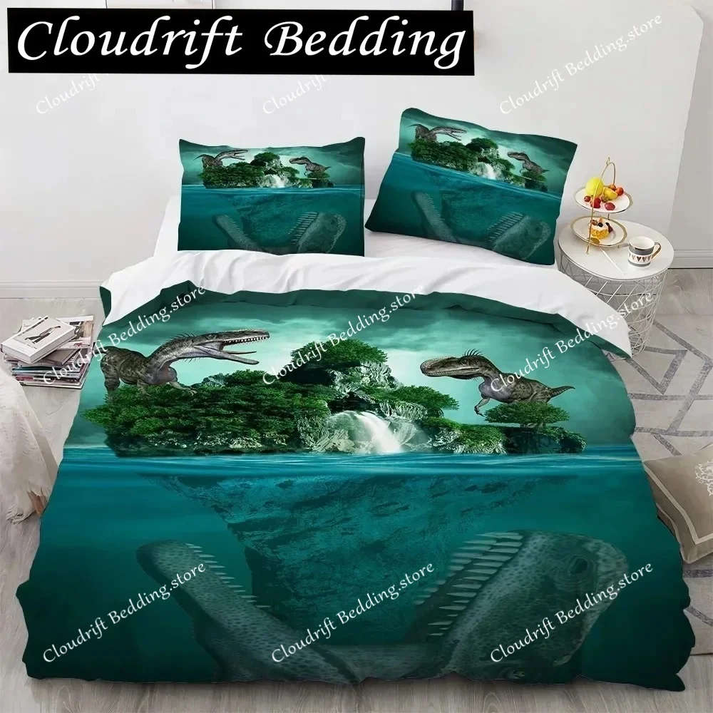 

3D Dinosaur Bedding Sets Jurassic World Polyester Duvet Cover Sets Unique Dinosaur Bedding for Boys Adults Full King Twin Size