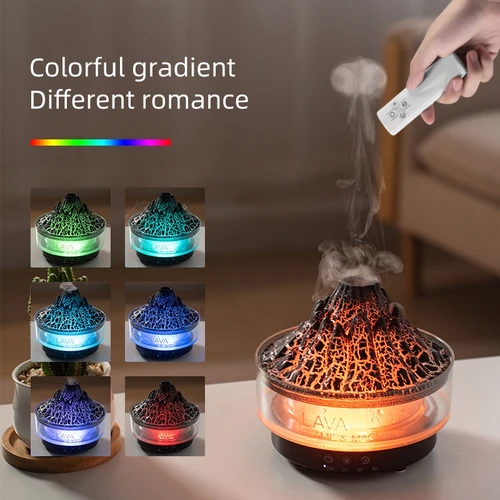 화산불꽃 가습기 초음파 에센셜 오일 아로마 디퓨저, 가정용 향기, 해파리 안개 연기 찜기, 260ml 