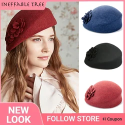 100% Australian Wool French Felt Berets Ladies Artist Beret Hats for Women Elegant Cap Casual Boina Floral Caps Gorras Mujer