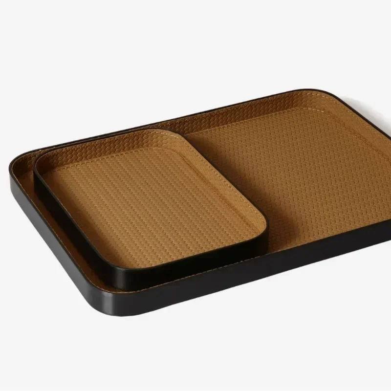 Metal leather desktop storage storage , living room coffee table set ornament, simple modern jewelry aromatherapy storage tray