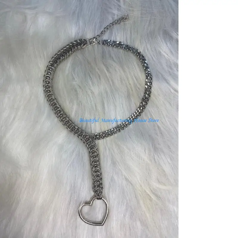 

E56A Cutout Love Necklace Hollow Heart Pendant Neckchain Adjustable Women Choker