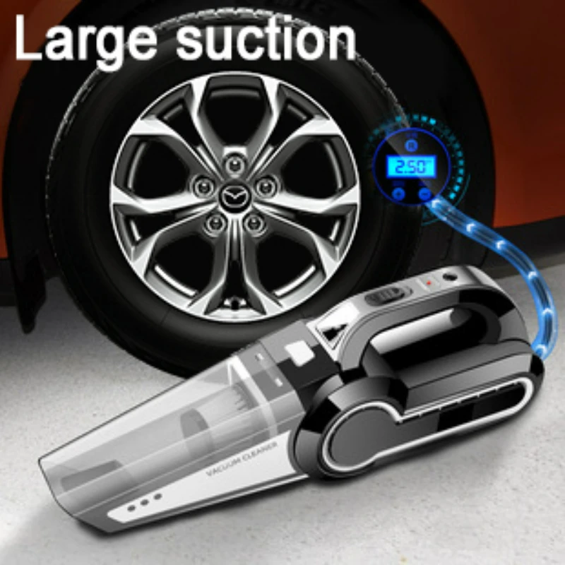 6000PA Portable Handheld Car Vacuum Cleaner 120W  Air Pump Auto Tire Pressure Detection Powerful Inflatable Pump Air Compressor