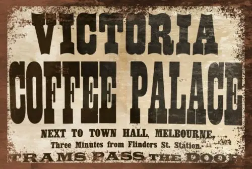 Coffee Shop Melbourne Australia Advert Vintage Retro style Metal Plaque Sign