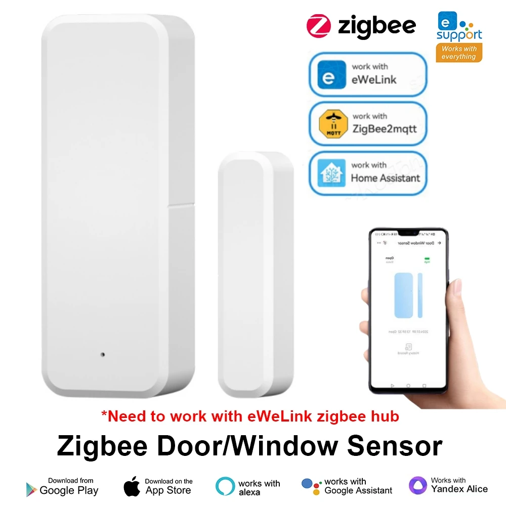 

eWeLink APP Smart Zigbee Door Window Sensor Open Closed Detector Smart Home Security Alarm System Alexa Google Alice Control