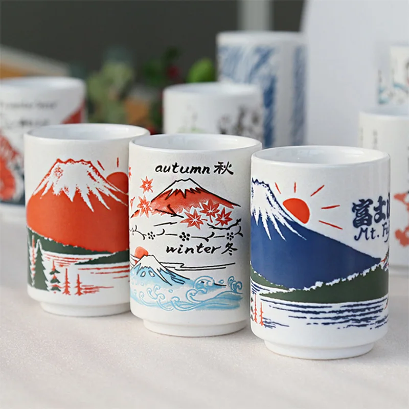 Japanese Style Ceramic Mugs 300ml Tea Wine Sushi Sake Cup  Restaurant Decor Water Cup Coffee Mug Tea Cup  Asian Culture Gift