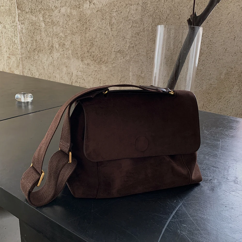 Sac à Main Messager de Grande Capacité en Daim pour Femme, Fourre-Tout Vintage, à Bandoulière, Hobo, Shopping, 256