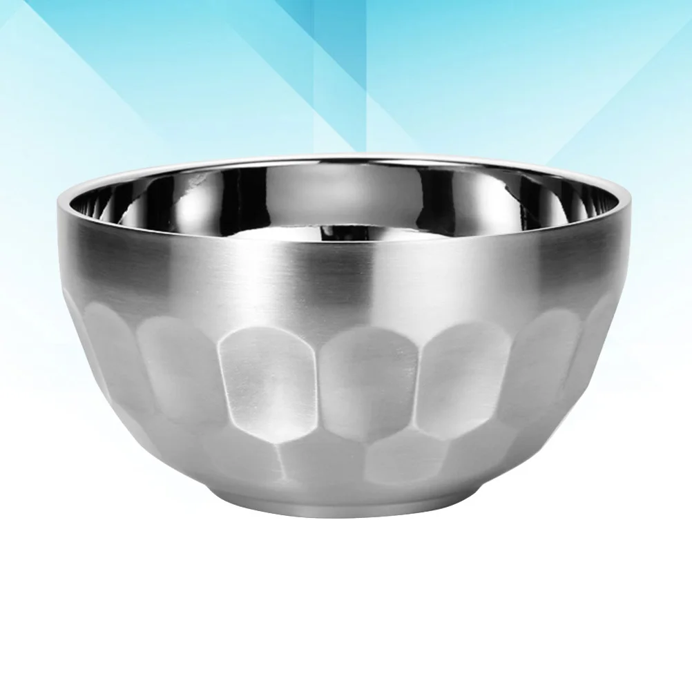 

304 Stainless Steel Double Layer Thickened Insulated Bowl Silver 12.9cm Heavy Duty Food Salad Soup Bowl Stainless Steel