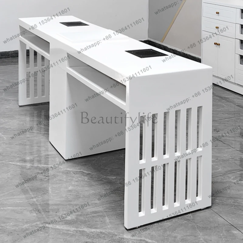 Professional Premium Nail Table With Dust Collector Modern French Elegant Nail Table Glam Luxury Table Onglerie Salon Furniture