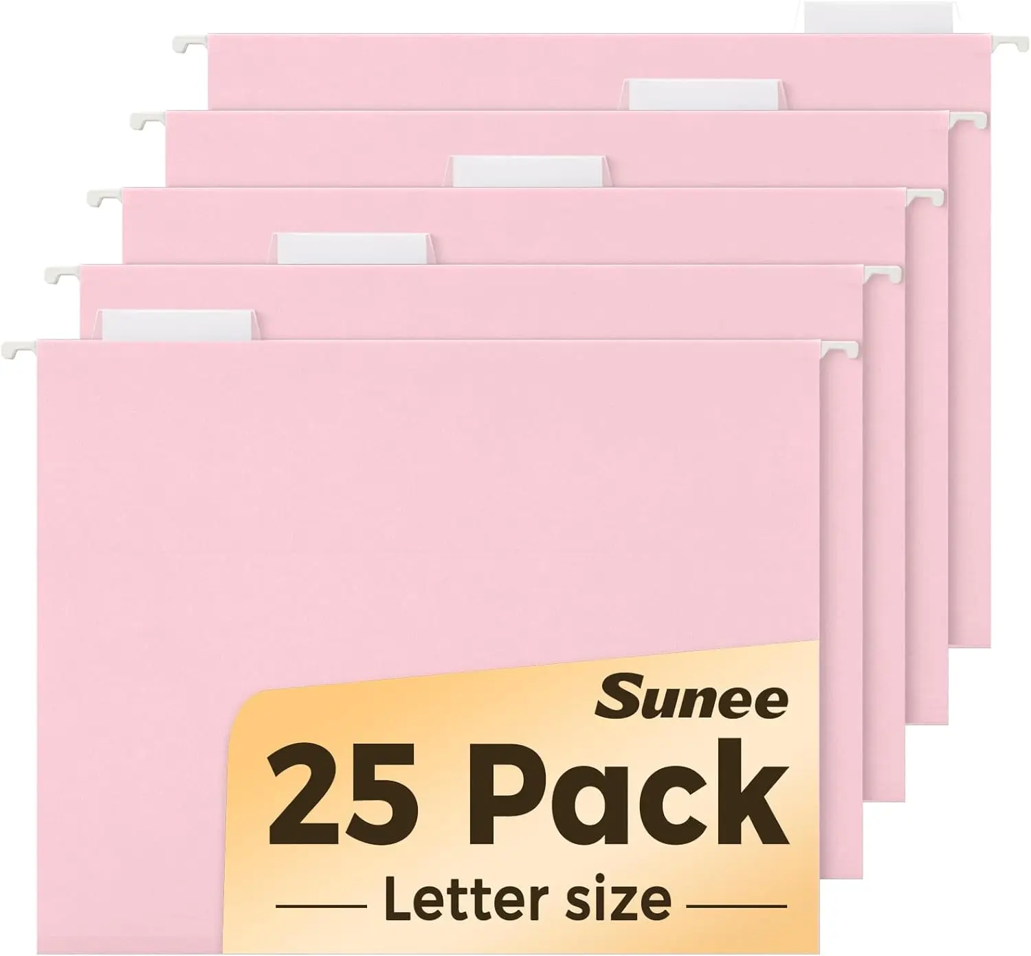 

Набор из 25 розовых подвесных папок формата Letter с вырезанными на 1/5 дюйма вкладками, расширяемые, для организации домашнего офиса