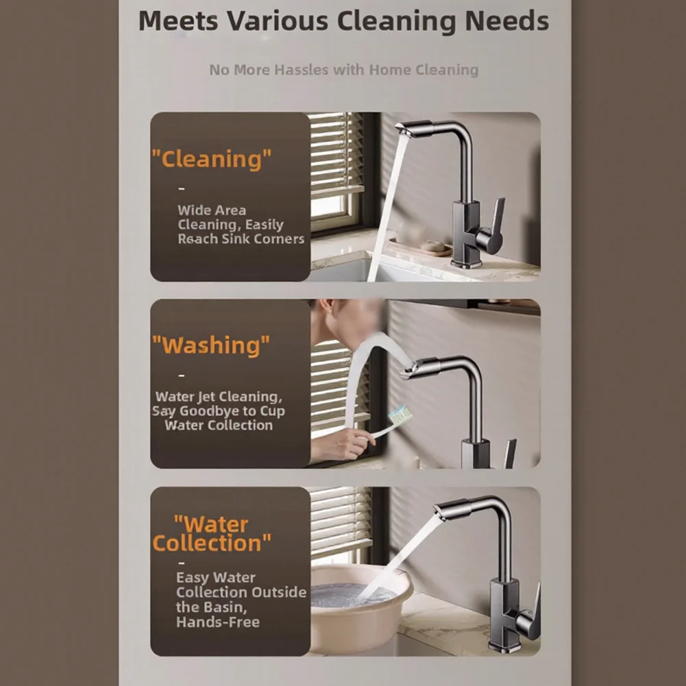 

Single Handle Pull Down Kitchen Faucet Stainless Steel 4 Spray Modes for Sink Copper Alloy Construction 11.8 cm Mounting Height