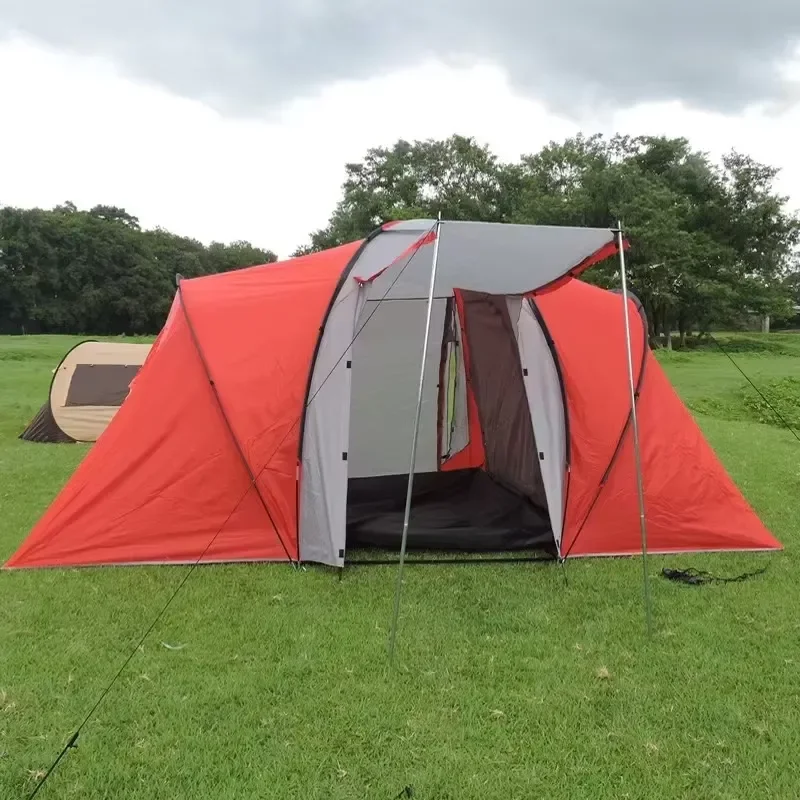 Large 2 Room Pop Up Camping Tent For 3 4 People Luxury Outdoor Shelter Waterproof Family Hiking Beach Sunshade Canopy Tent
