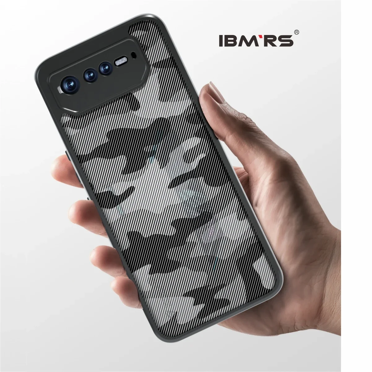 IBMRS -mobile phone case for Asus ROG Phone 6/6pro/6d, military design, shockproof protective cover, camo Black