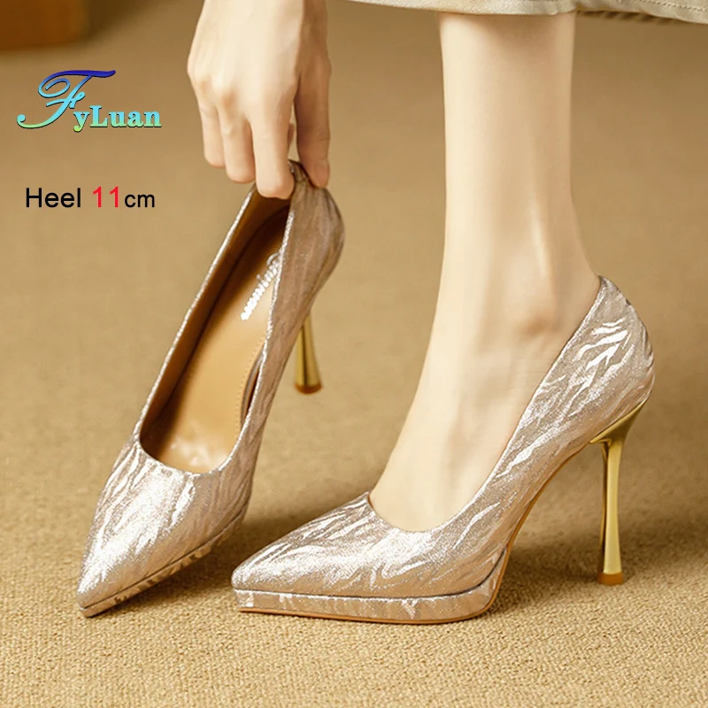 

Elegant High Heels New Women Pointed Toe 11CM Stiletto Pumps Ideal For Wedding Bridal Party Evening Dress Fashion Ladies Pumps