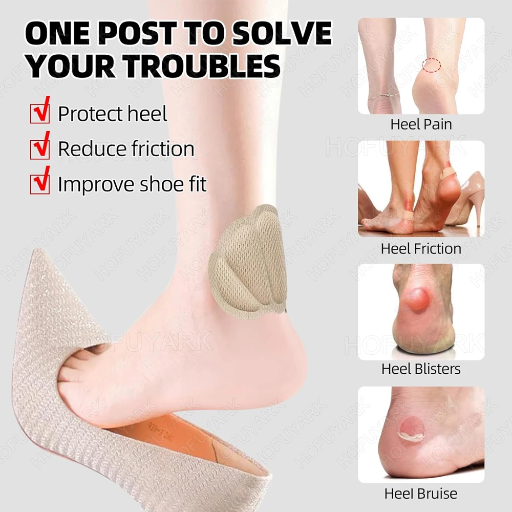 3Pairs Back of Heel Cushion Inserts for Sports Shoes Too Big Reduce Size Self-Adhesive Heel Pads for Heels Pain Relief Insoles