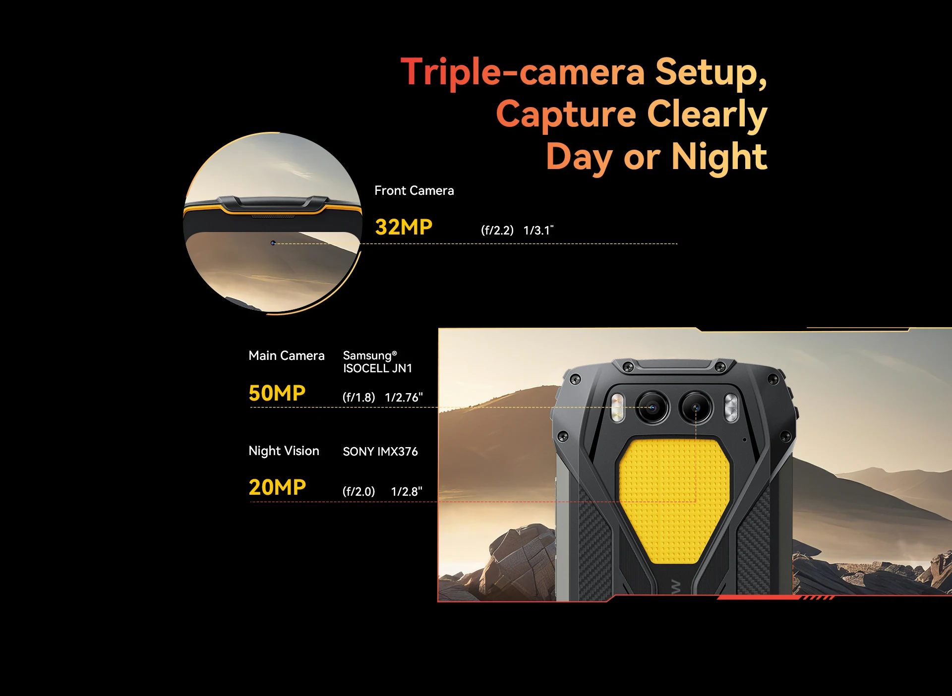 Blackview BV7300 Rugged Phone, 6GB+256GB, Android 14 Gaming Phone,15000mAh+45W Rugged Smartphone, 50MP+30MP Camera NFC/Dual SIM