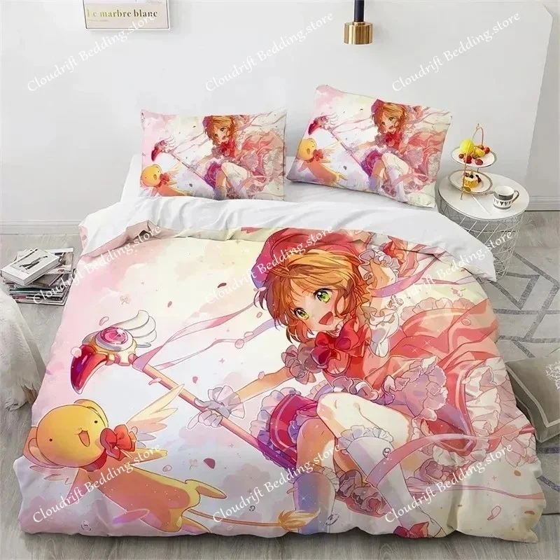 Cardcaptor Sakura Cartoon Fitted Sheet Cover for Teenager, Elastic Bedding, Cute Digital Printing Sheets, Bedding Children
