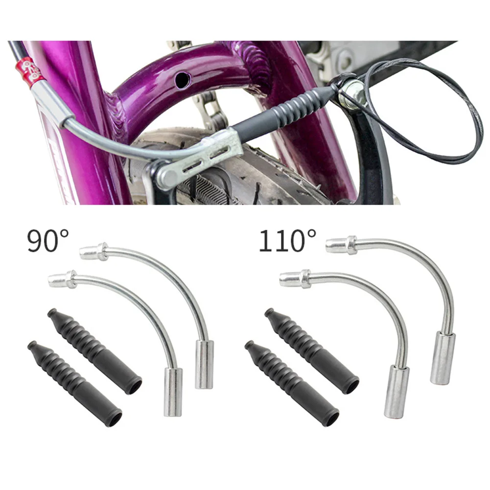 2pcs Aluminum Bicycle V Brake Noodles Bend Tube Cable Guide Rubber Head Hose Brake Bicycle Parts MTB Accessories Dust Sleeve