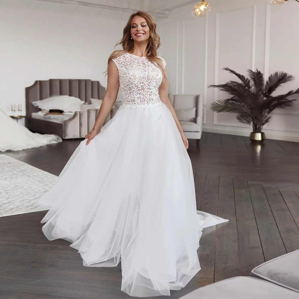 

Свадебные платья из мягкого тюля по индивидуальному заказу с кружевом, новинка 2025 года, цвета слоновой кости, с поясом из бисера, свадебные платья, женские новые летние платья Vestido De Novia