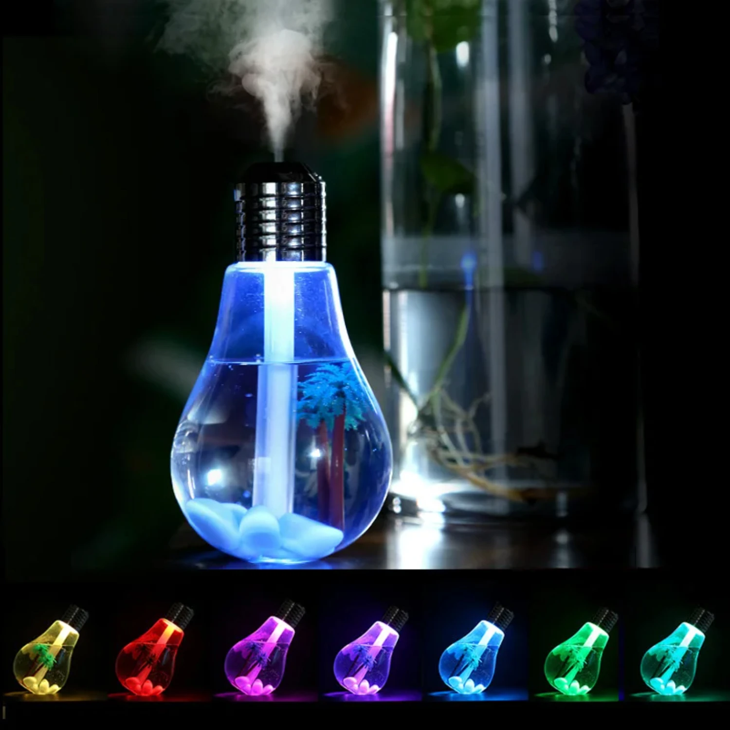 New Enhance Your Environment with This Stylish, Colorful Mini Night Light Bulb Humidificador - Cool Mist Micro Diffuser Air Humi