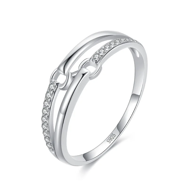 

Fashionable Pave Diamond S925 Sterling Silver Zircon Ring for Women