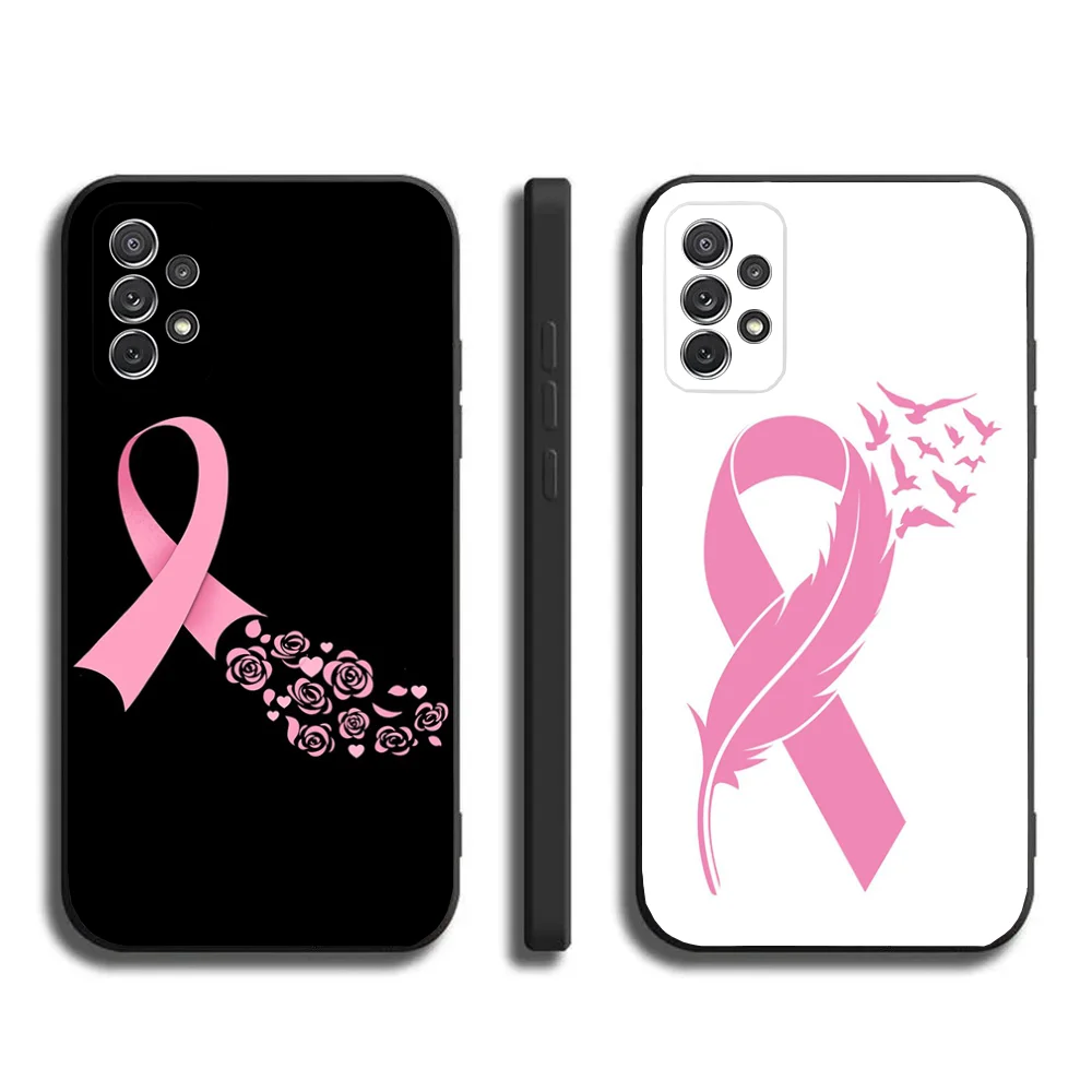 Girl Breast Cancer Pink Ribbon Phone Case For Samsung Galaxy A20,A21s,A22,A31,A32,A52,A53,A72,73,A80,A91Soft Black Cover