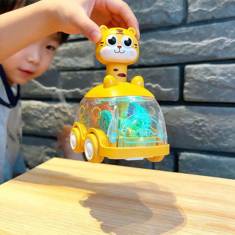 Baby Animal Car Toys Toddlers Press and Go Gear Car 1 2 3 Years Old Pull Back Car Light Up Toy Birthday Gift for Kids Boys&Girls