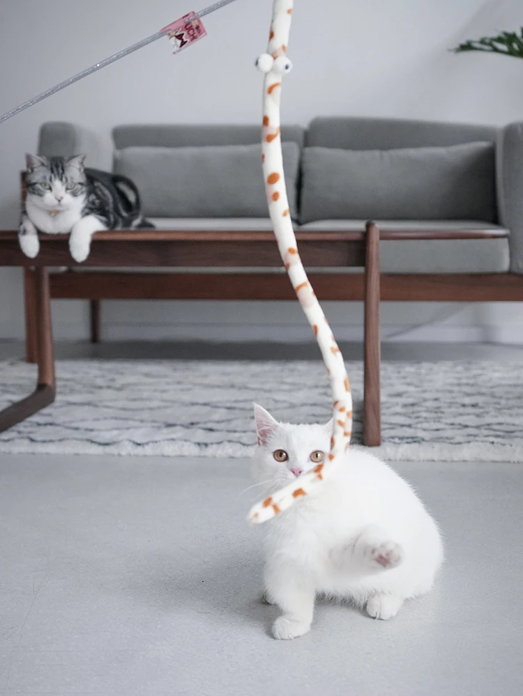 Katze Spielzeug Feder Katze Teaser Zauberstab Katze Interaktives Spielzeug Lustige Raupe Bunte Stange Teaser Zauberstab Haustier Katze Liefert Katze Zubehör – Detail 9