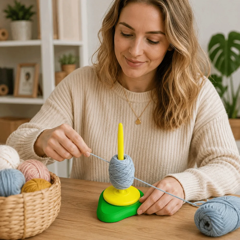 3D Printing Crochet Yarn Holder Avocado Anti-Tangle Yarn Winder Stand Non-slip Space Saving Sewing Thread Spool Dispenser