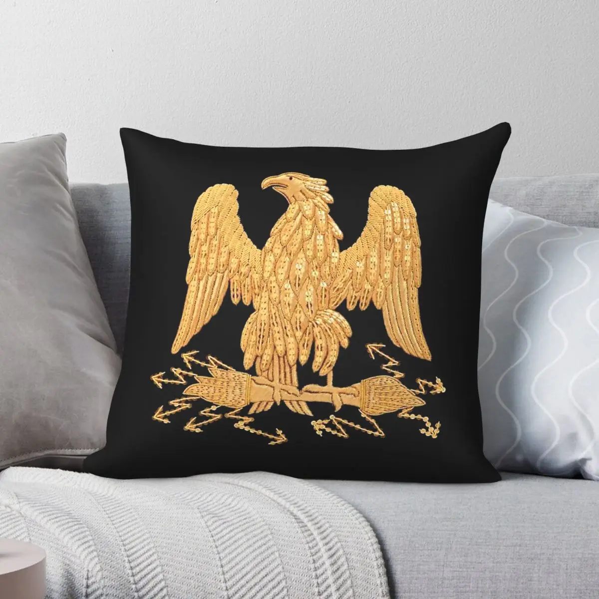 Napoleonic French Imperial Eagle Square Pillowcase Polyester Linen Velvet Creative Zip Decor Pillow Case Room Cushion Cover