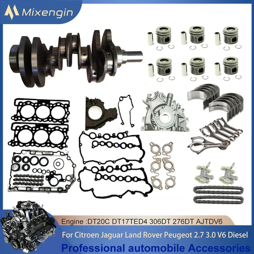 Timing Chain Kit Crankshaft gasket Oil pump piston Rebuild Set For Citroen Jaguar Land Rover Peugeot 2.7 3.0 Diesel Engine Parts