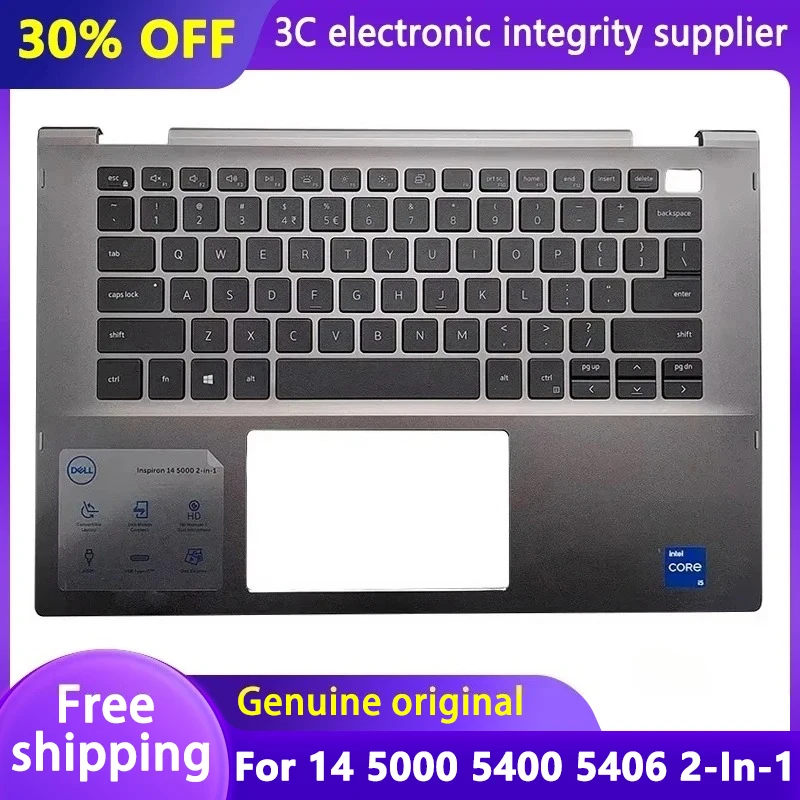 

NEW For Inspiron 14 5000 5400 5406 2-In-1 Laptop US/Latin Keyboard With Backlight Palmrest Upper Cover Top Case Gray 0X46H3