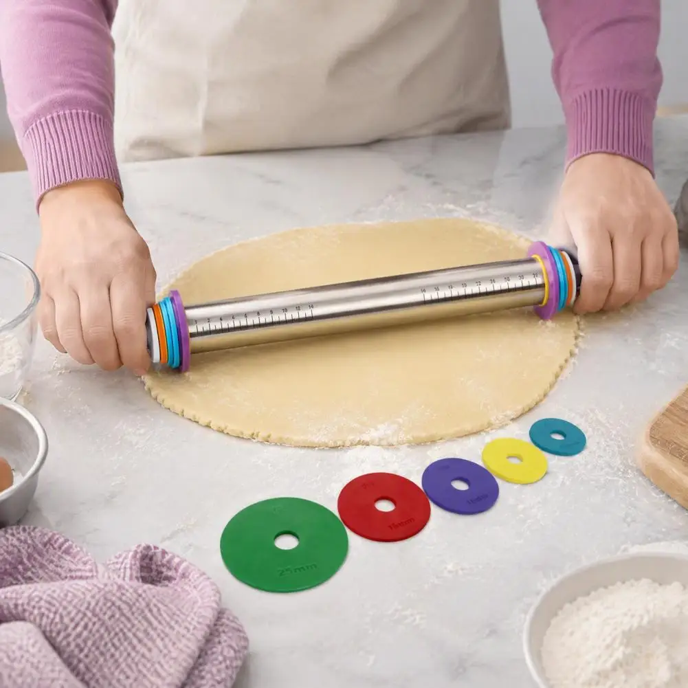Rolling Pin Spacer with Scale Markings Adjustable Removable Thickness Rings Thickness Control Plastic Spacer for Cookies Pie