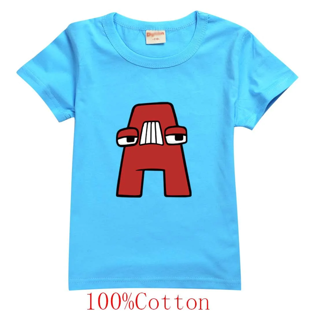 Boy Girl's Fashion Tops Tees Summer Children's Clothing T-Shirts 26 Alphabet Lore Print Casual Family Clothes Set For Kids 2-15Y