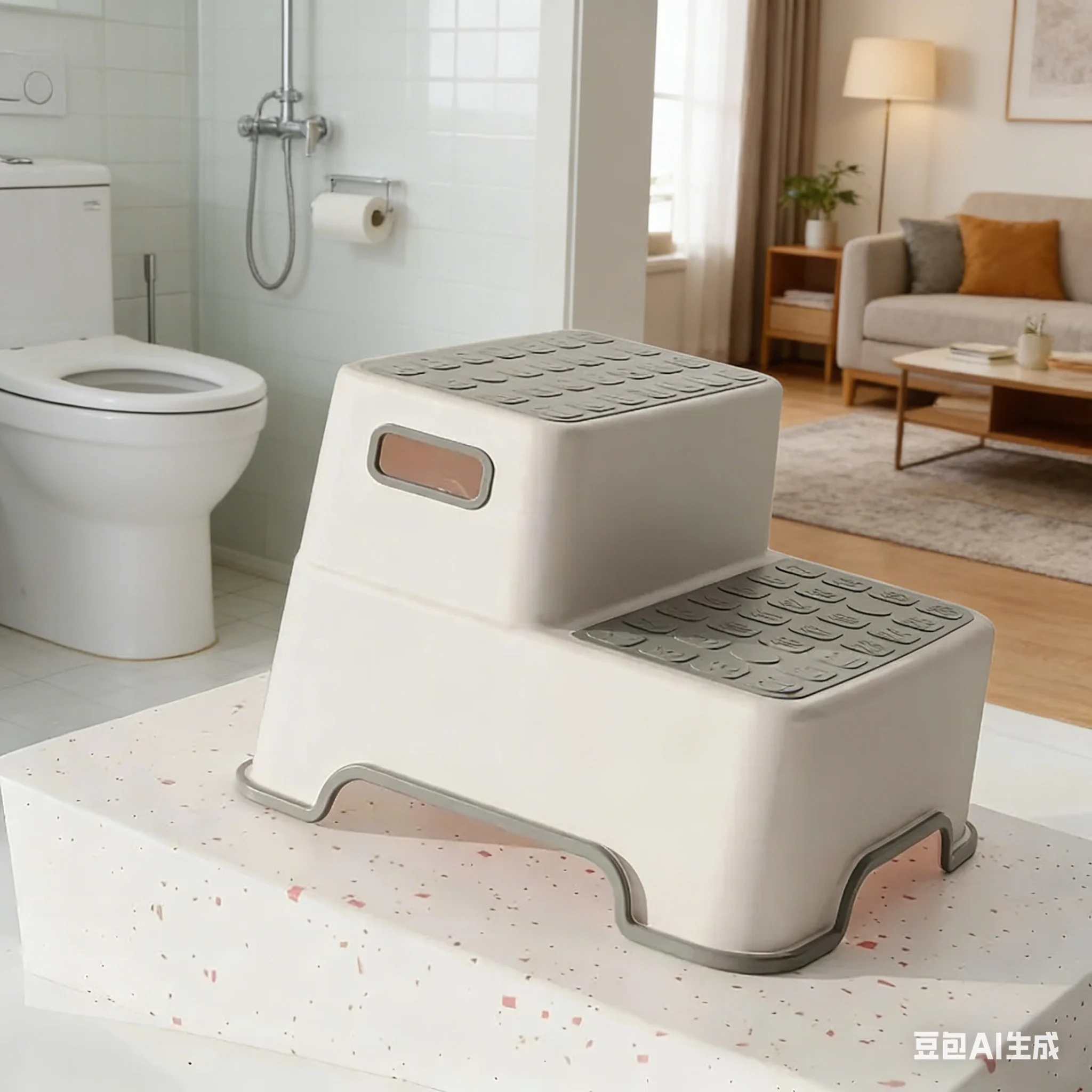 2-Step Anti-Slip Bathroom Stool - Portable Plastic Step Ladder for Toilet Training & Sink Access, Camping Essential