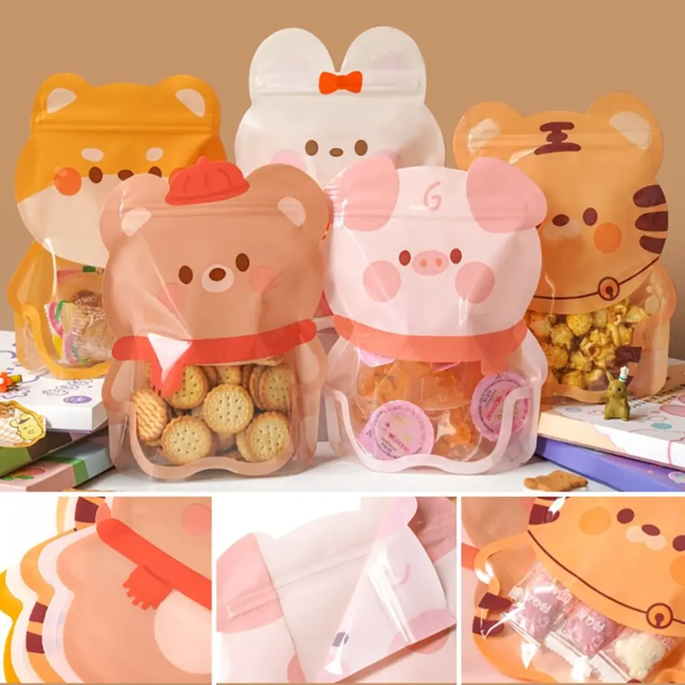 New PET Cookie Packaging PE 10pcs/Pack Sealing Snack Self-Supporting Bags Sealed Zipper Fresh Storage Bags