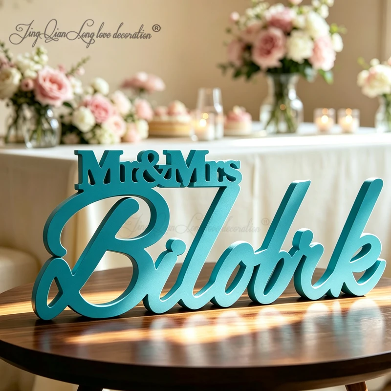 Customized Mr. And Mrs. Wedding Table Sign Big Centerpiece Decoration Personalized Last Name Family Name Announcement
