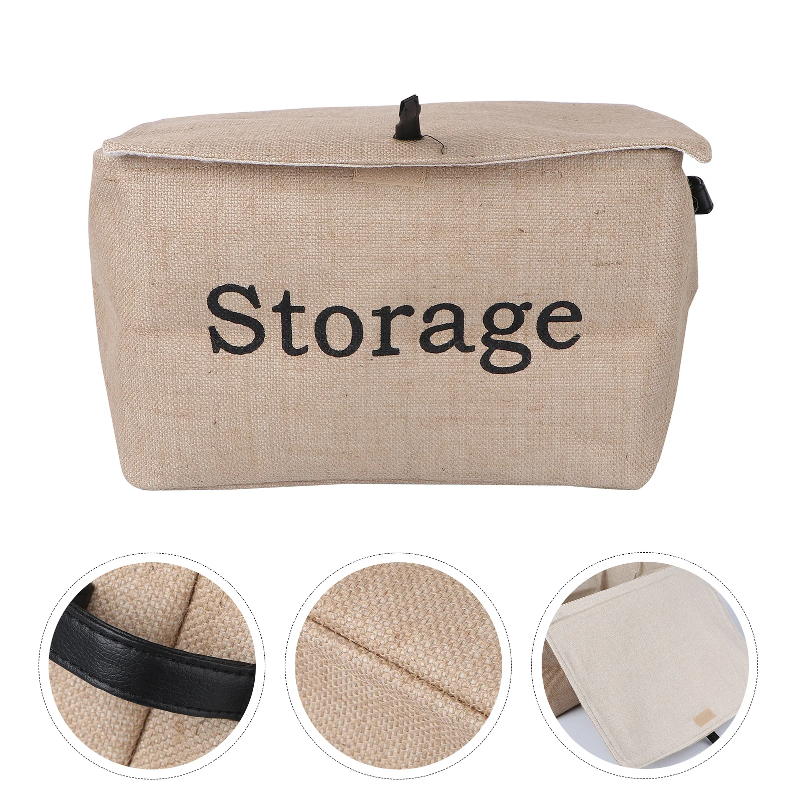 

1Pcs Light Brown Folding Square Storage Box Jute Cotton Linen Underwear Storage Box Wardrobe Organizer Clothing