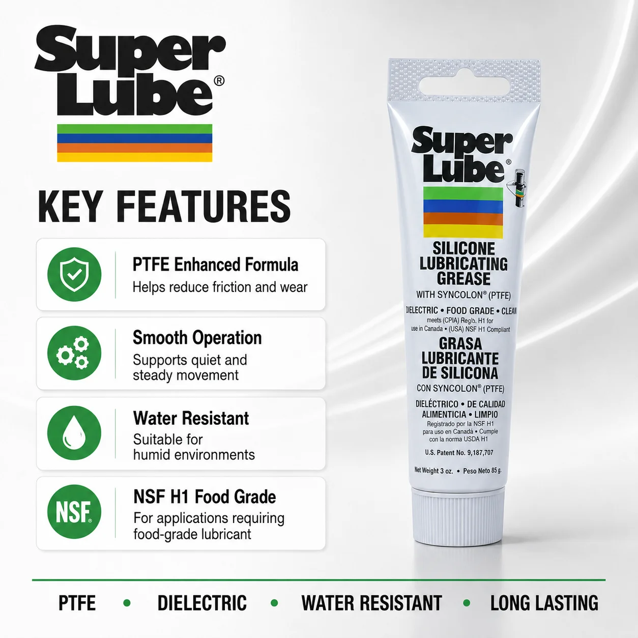 Super Lube 92003 PTFE Grease Food Grade Silicone Lubricant Waterproof NLGI 2 Multi Purpose 20g 50g 85g
