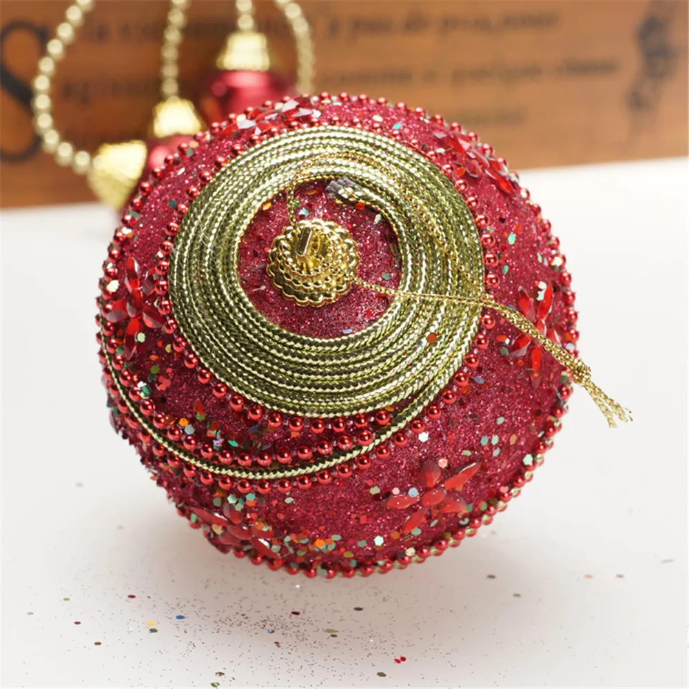 8cm Christmas Glitter Baubles Foam Sparkling Jewelry Ball Decoration For Xmas Tree Luxury Beads Colorful Party Ornament For Home