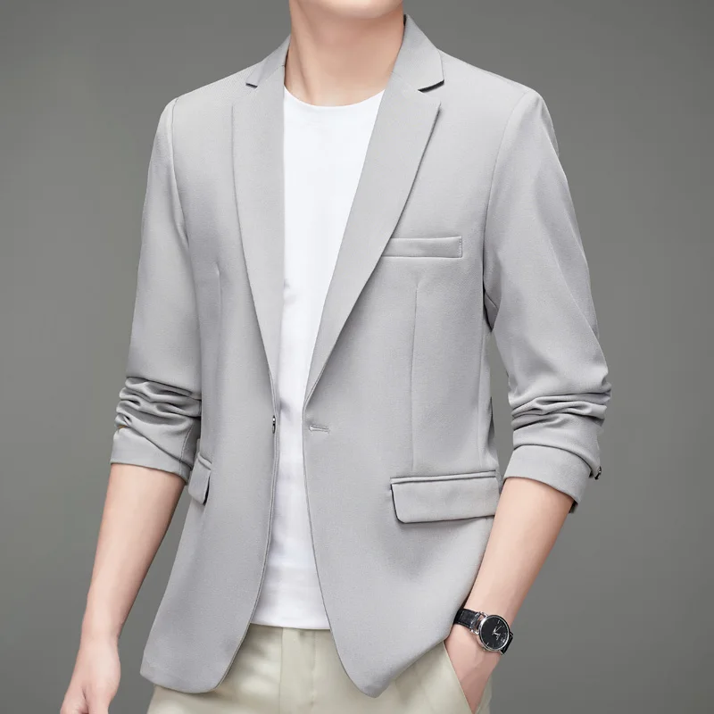 New Men's One Button Blazer Business Casual Slim Fit Suit Jacket Formal Coat Office Wedding Party Wear High Quality Outerwear