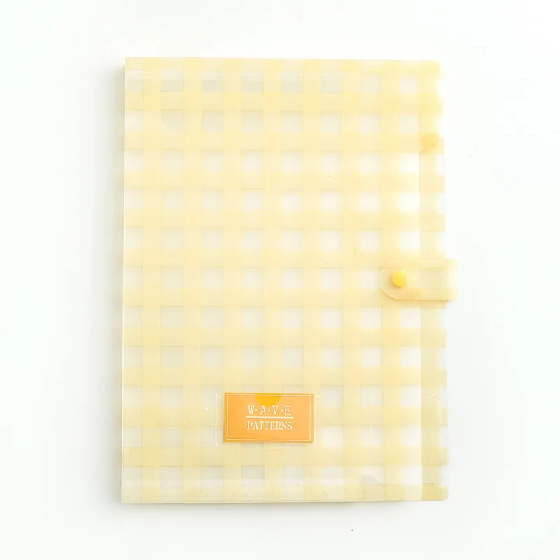 New Pp Pink Grids File Folders Multi-Layer Waterproof Button Document Organizer Cute 4pcs A4 Organ Bags Back To School