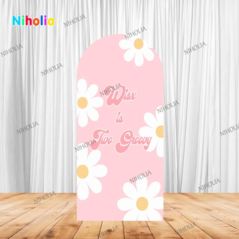 Two Groovy Arch Backdrop Kids Birthday Party Daisy Photograph Background Photo Wall Decoration Baby Shower Booth Booth