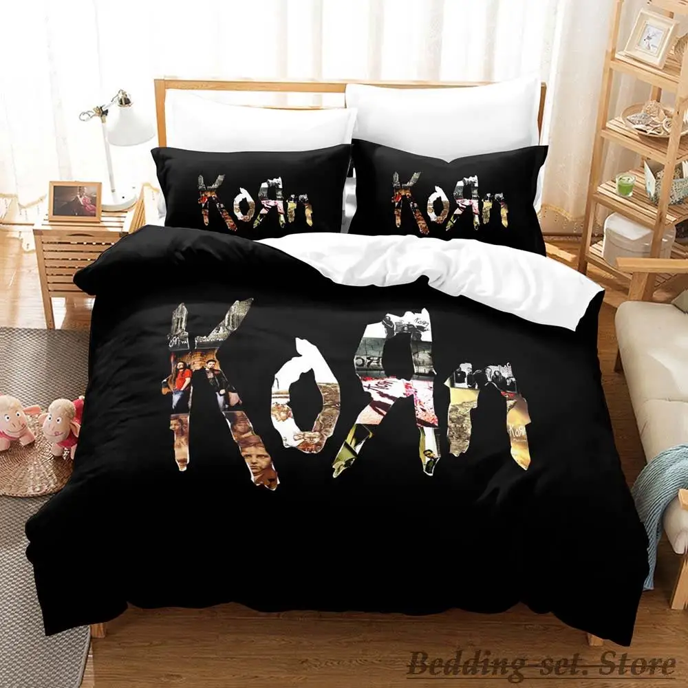 

2023 Korn rock Bedding Set Single Twin Full Queen King Size Bed Set Adult Kid Bedroom Duvetcover Sets Anime parure de lit Bed