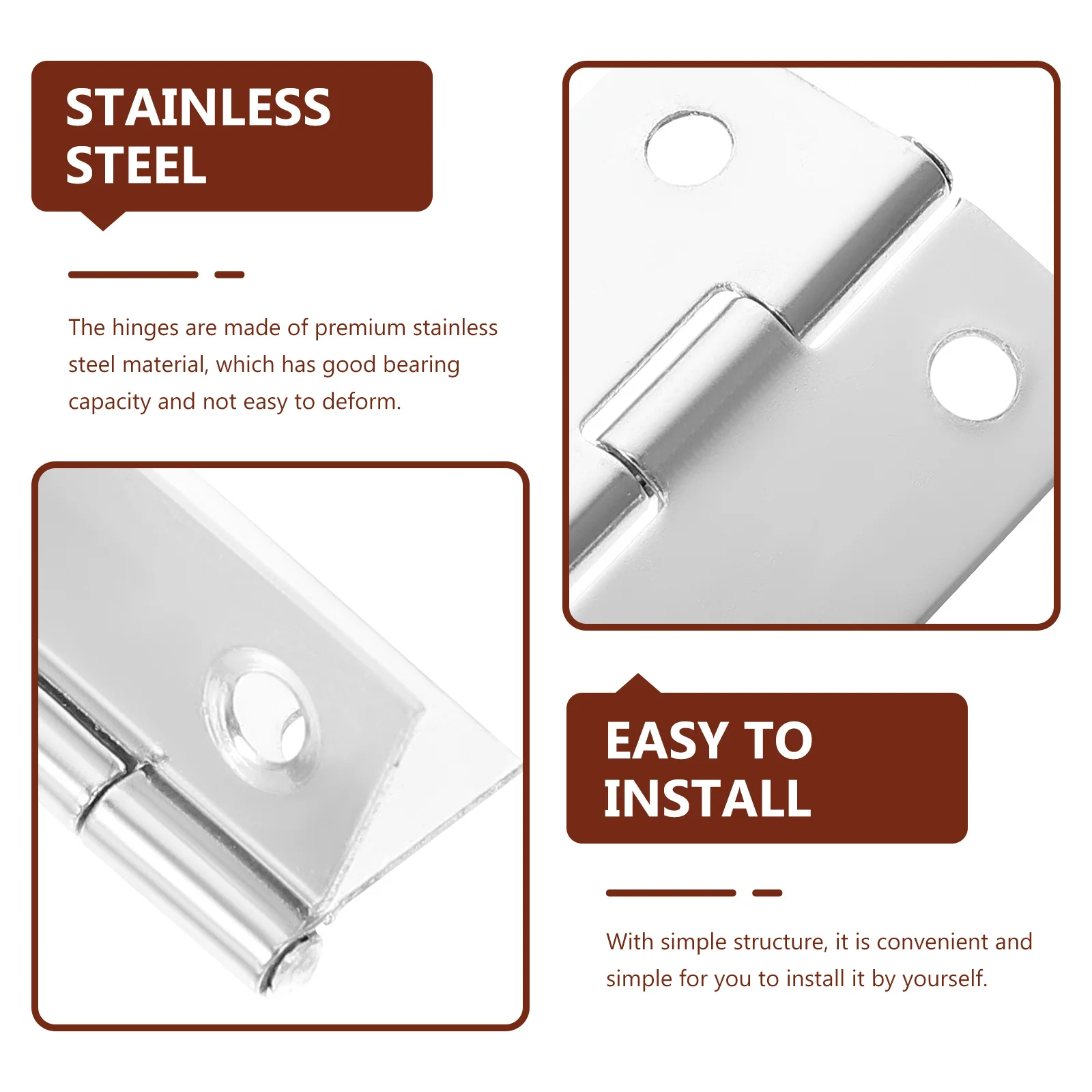 

30Pcs Stainless Steel Door Hinges Strong Bearing Capacity Window Cabinet Hinge Replacement Stainless Steel Hinges