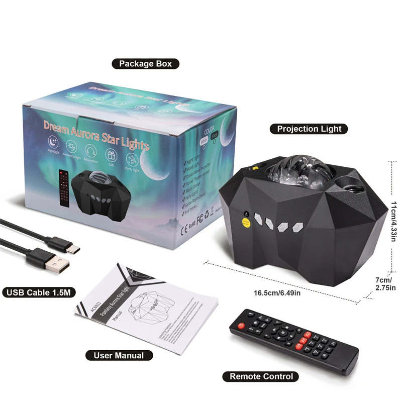 Veilleuse étoilée avec télécommande, budgétaire Galaxy Star, lampe de projection intelligente, haut-parleur de musique Bluetooth, décoration d'intérieur